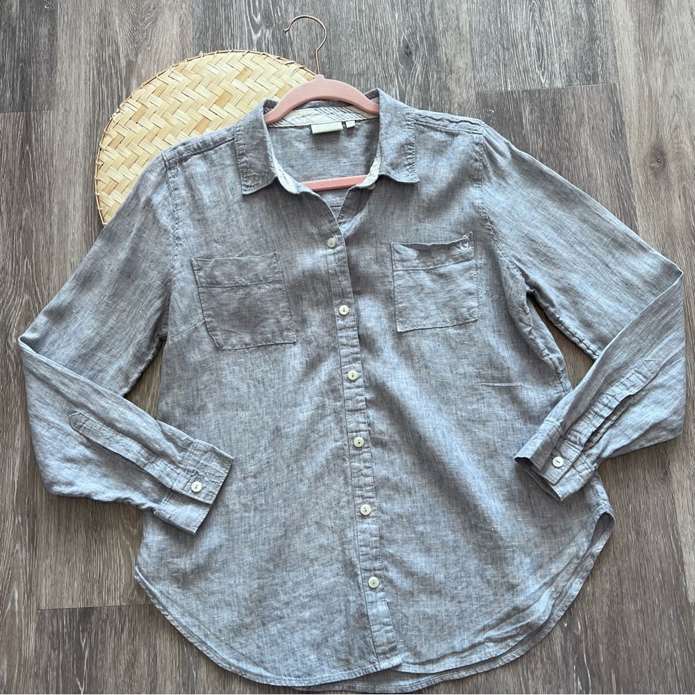 Spartina 449 blue linen button down shirt